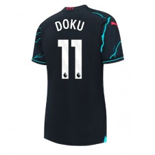 Manchester City Jeremy Doku #11 Tredjedrakt Kvinner 2023-24 Kortermet